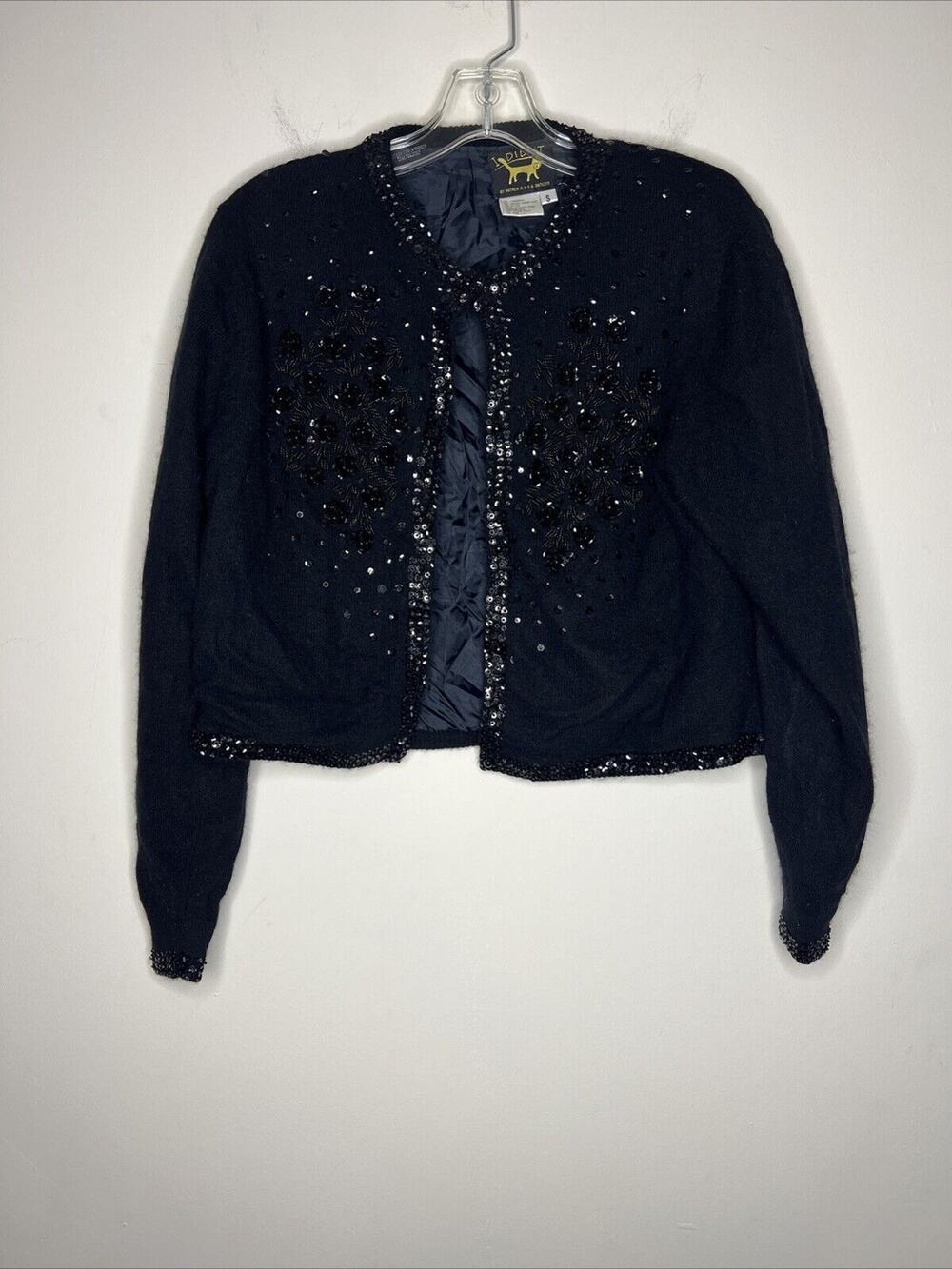 I Did It by Mathew H Cardigan Wool/Angora Beading Lined Long Sleeve Roses Small